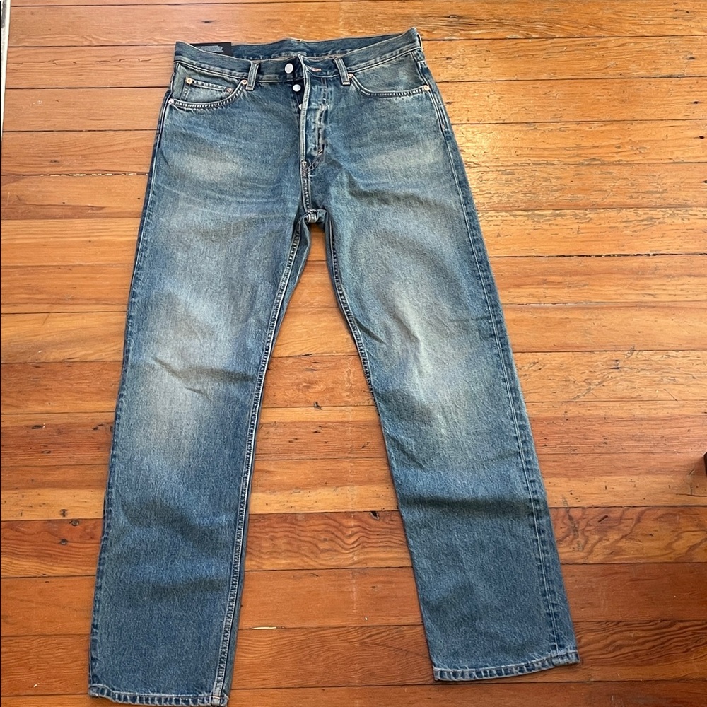 Weekday Men's Straight Jeans in Washed Blue